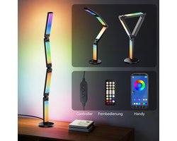 RAYOFI LED Bureaulamp met sfeerverlichting - Muzieksynchronisatie en 16 miljoen DIY-kleuren - opvouwbare lamp met dimfunctie en timer - moderne LED-verlichting voor bureaus en gamingruimtes