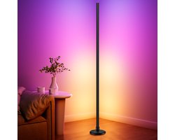 Rayofi LED Staande Lamp- 147 cm - LED vloerlamp dimbaar - Synchroniseert met muziek - Creëer de perfecte sfeer voor slaapkamers, woonkamers en speelkamers