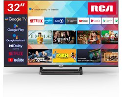 RCA Google Smart TV - LED HD - 32 inch/82 cm - Frameless Design - Enkelvoudige standaard - Tripple Tuner DVB-T/T2/S/S2/C - HDMI x3, USB x2, CI+ - Voice Controle & Streaming apps - Geassembleerd in Eindhoven - SRG32HQ1C