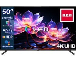RCA RAQ50UN1 50 inch 4K QLED Smart TV – Android TV – Dolby Audio – Google Assistant – Chromecast – HDR – WiFi & Bluetooth – 127 cm – Randloos Design