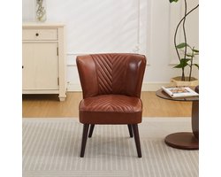 Re-purelife® Klassieke Eetkamerstoel met Massief Houten Poten - Luxe Stoel met Echt Leren Zitting - Loungestoel met Zachte Schuim - Elegant en Robuust - Draagvermogen 150 kg - 56x62x72 cm - Bruin