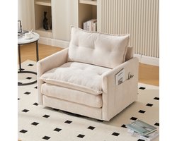 Re-purelife® Luxe Draaibare Relaxfauteuil met Optimaal Zitcomfort - 360° Draaimechanisme - Ergonomische Ondersteuning - Zachte Hoogwaardige Bekleding - Maximale Belasting 150 kg - 92x74x67 cm - Beige