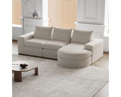 Re-purelife® Moderne 3-zits Hoekbank & Loungeset met Flexibele Combinatie - Links/Rechts L-vormige Woonbank 322x271x81 cm - Extra Zachte Chenille Stof met Hoge Kwaliteit Schuim - Zonder Montage - Modulaire Opstelling - Beige