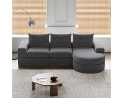Re-purelife® Moderne 3-zits Hoekbank & Loungeset met Flexibele Combinatie - Links/Rechts L-vormige Woonbank 322x271x81 cm - Extra Zachte Chenille Stof met Hoge Kwaliteit Schuim - Zonder Montage - Modulaire Opstelling - Grijs