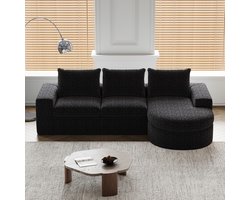 Re-purelife® Moderne 3-zits Hoekbank & Loungeset met Flexibele Combinatie - Links/Rechts L-vormige Woonbank 322x271x81 cm - Extra Zachte Chenille Stof met Hoge Kwaliteit Schuim - Zonder Montage - Modulaire Opstelling - Zwart