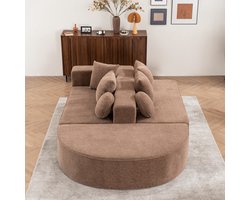 Re-purelife® Moderne Grote Modulaire Bank - 2-in-1 Woonbank en Slaapbank - Woonbank met Zeer Zachte Chenille en Schuimvulling - Flexibele Combinatie Woonbank - 263x171x66 cm - Bruin
