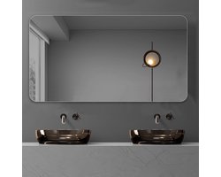 Re-purelife® Moderne Randloze Badkamerspiegel 70x90 cm - 5 mm Dik Zilverglas met Explosiebestendige Folie - Horizontaal of Verticaal Ophangen Beide Mogelijk - R50 Afgeronde Hoeken