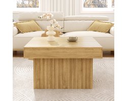 Re-purelife® Moderne Salontafel 79x79x46 cm - Natuur Hout Look - Zeer Robuust Koffietafel Multifunctioneel - Voor Woonkamer, Eetkamer of Kantoor