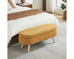 Re-purelife® Opbergbank 110×40×42 cm - Gele Chenille Bank met Opbergruimte - Moderne Halbank voor Slaapkamer, Gang of Woonkamer
