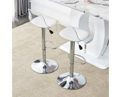 Re-purelife® Set van 2 Moderne Bar Stoelen - Barkrukken met Transparante Rugleuning en Metalen Poten - Hoogte Verstelbaar & 360° Draaibaar - Voor Home Bar en Café - 38x38x81.8-99 cm - Zilver