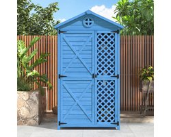 Re-purelife® Stevig Houten Tuinkast voor Buiten – Weerbestendige Opbergkast met Schappen – Gereedschapsschuur voor Tuin of Terras – 90x56,5x175,3 cm, Blauw