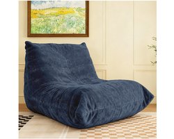 Re-purelife® Super Comfortabele Beanbag Stoel - Loungebank 100x105x80 cm – Hoogwaardig Veerkrachtig Schuim Zitzakstoel & Relaxfauteuil voor Woonkamer, Slaapkamer & Balkon – Ergonomisch Ontwerp, Luxe Design, Geen Montage Nodig - Blauw