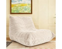Re-purelife® Super Comfortabele Beanbag Stoel - Loungebank 100x105x80 cm – Hoogwaardig Veerkrachtig Schuim Zitzakstoel & Relaxfauteuil voor Woonkamer, Slaapkamer & Balkon – Ergonomisch Ontwerp, Luxe Design, Geen Montage Nodig - Wit
