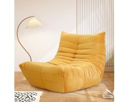 Re-purelife® Super Comfortabele Lounge Sofa 105x95x85 cm – Comfortabele Lazy Sofa met Memory Foam – Ergonomisch & Ruimtebesparend Loungebank, Zitzakstoel & Relaxfauteuil – Geen Montage Nodig – Ideaal voor Woonkamer & Slaapkamer - Geel