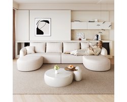 Re-purelife® U-vormige modulaire hoekbank 336×168×85 cm - Comprimeerbare bank zonder montage - Zachte stoffen woonkamerbank voor woonkamer, slaapkamer en appartement - Wit Grote modern bank set