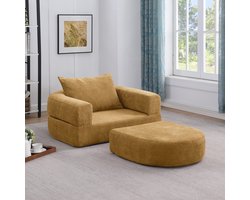 Re-purelife® Veelzijdige Modulaire Bank met Maximale Flexibiliteit - Zeer Zachte en Duurzame Materialen - Geen Montage - Multifunctioneel Bankje Geschikt als Vloerbank of Opvouwbaar Bed - 100x90x42 cm - Geel