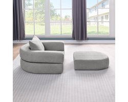 Re-purelife® Veelzijdige Modulaire Bank met Maximale Flexibiliteit - Zeer Zachte en Duurzame Materialen - Geen Montage - Multifunctioneel Bankje Geschikt als Vloerbank of Opvouwbaar Bed - 100x90x42 cm - Lichtgrijs