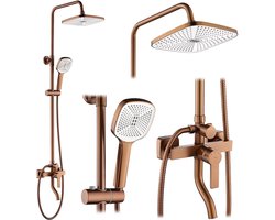 Rea Argus Messing Met Douchekraan - Regendouche - Geborsteld Koper - 32X10,5X144Cm