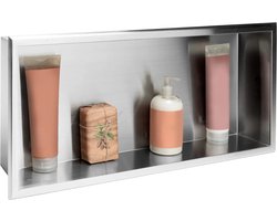 Rea - Badkamer Inbouwnis - Geborsteld Staal - 10X60X30Cm