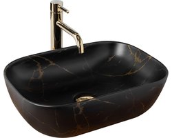 Rea Belinda Black Marble Mat Opzetwastafel Steen Imitatie 46,5x33,5 cm