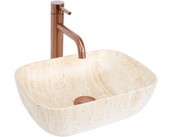 Rea Belinda Mini Opzetwastafel Beige 40X35X13Cm