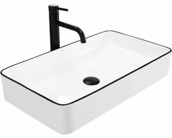 Rea Denis Black Edge Opzetwastafel Zwart En Goud 61,5x35 cm