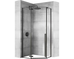 Rea Diamond Black + Douchebak Diamond White 80X80 - 195 cm - Douchecabine - Vifjhoek - Zwart