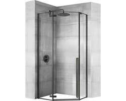 Rea Diamond Black + Douchebak Diamond White 90X90 - 195 cm - Douchecabine - Vifjhoek - Zwart