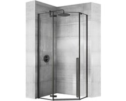 Rea Diamond - Douchecabine - Zwart - 90X90 + Witte Diamond Douchebak 90X90 Vierkant - 90X90X195Cm