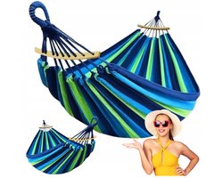 Rea - hangmat met spreidstok 1-persoons 80cm - 480144B blauw 250x90