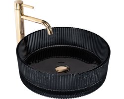 Rea Ingrid - Wastafel Op Het Aanrecht - Zwart - Round rond - 40X40X13Cm