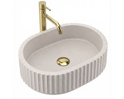 Rea Margaret Kunstmatige Composietsteen Ovaal - Wastafel - Beige, Steenimitatie - 49 X 35,5 X 12,5 Cm