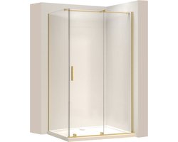 Rea Montana 140X90 Brush Gold - 200 cm - Douchecabine - Rechthoek - Geborsteld Goud