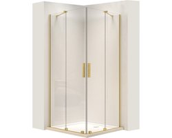 Rea Montana Brush Gold 90X90 - 200 cm - Douchecabine - Vierkant - Geborsteld Goud