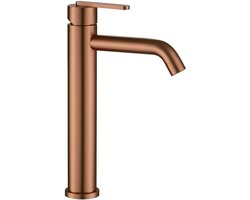 Rea Ontario Hoog - Wastafelkraan - Geborsteld Koper - 14,5 X 4,5 X 30 Cm