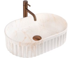 Rea - Opzetwastafel Georgia Sanitair Keramiek, Beige, Ovaal - 55,5 x 35 x 14,5 cm