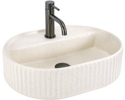 Rea - Opzetwastafel Marcela 50 Vanilla Sanitair Keramiek, Beige, Ovaal - 50 x 35,5 x 13,5 cm