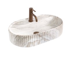 Rea - Opzetwastafel Marcela 60 Kallisto Sanitair Keramiek, Beige, Ovaal - 50 x 36 x 13,5 cm