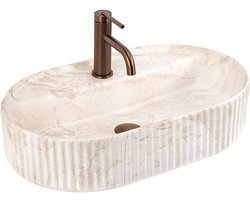Rea - Opzetwastafel Marcela 60 Saturn Sanitair Keramiek, Beige, Ovaal - 60 x 37 x 13,5 cm