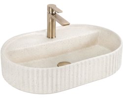 Rea - Opzetwastafel Marcela 60 Vanilla Sanitair Keramiek, Beige, Ovaal - 60 x 36,5 x 13,5 cm