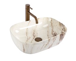 Rea - Opzetwastafel Marrone shiny Sanitair Keramiek, Beige, Rechthoekig - 46,5 x 33 x 13,5 cm