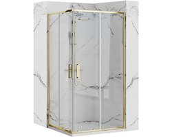 Rea Punto Gold + Douchebak Savoy Black 80X100 - 190 cm - Douchecabine - Rechthoek - Goud