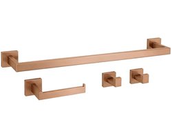 Rea Rio 4-Delig - Badkameraccessoireset - Geborsteld Koper - 57X8,5X5Cm