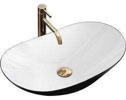Rea Royal Black/White Opzetwastafel Wit En Zwart 62x36 cm