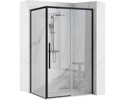 Rea Solar Black 90X90 + Douchebak Savoy Black - 195 cm - Douchecabine - Vierkant - Zwart