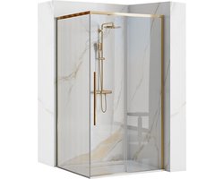 Rea Solar Gold 90X90 + Douchebak Savoy White - 195 cm - Douchecabine - Vierkant - Goud
