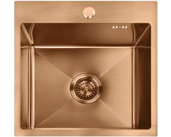 Rea - Stalen spoelbak - Leo 40 - Geborsteld Koper - 40X45X18,5CM