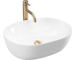 REA Storm Lisa Serie – Ovale Waskom Wit 49 cm van Hoogwaardig Keramiek