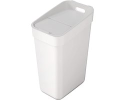 Ready To Collect Afvalemmer met wandhouder voor muur of deur, 30 l, voor keuken, badkamer, wasruimte, 100% gerecycled, wit