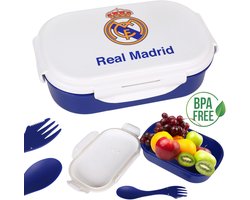 Real Madrid Broodtrommel, Ontbijtbox met lepel, schoolontbijtbox, lunchbox